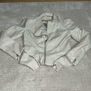 Blanknyc size small cream faux leather jacket zippers